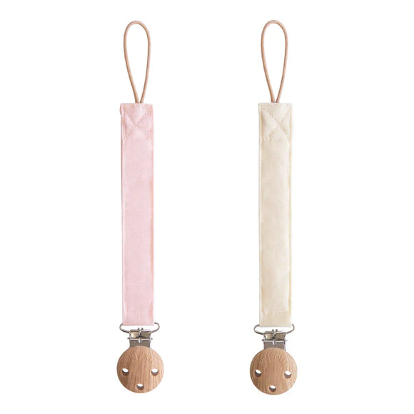 Mushie attache sucette en lin blush/cream (lot de 2) 70.095.01