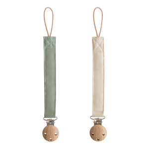 Mushie attache sucette en lin olive/shifting sand (lot de 2) 70.095.02