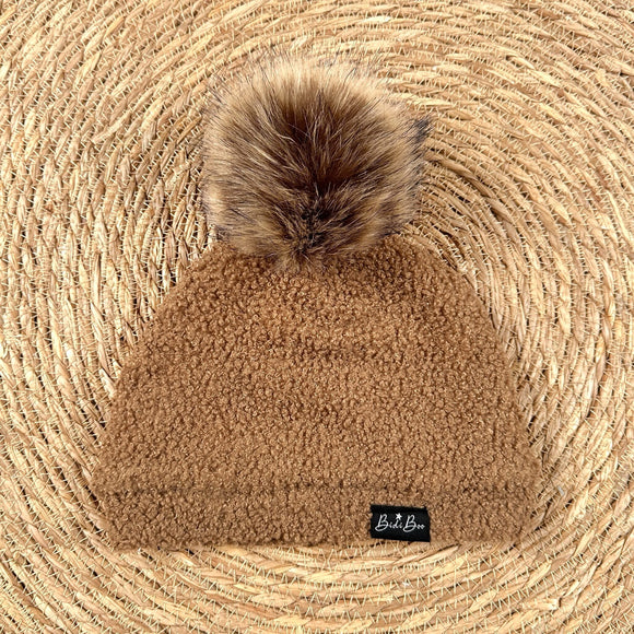 Bidi'Boo bonnet pompon bouclette moka