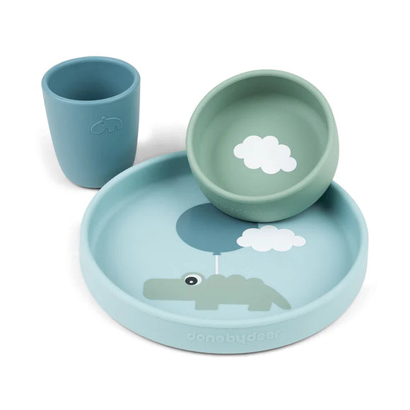 Done By Deer Set de repas en silicone Happy clouds bleu 1539732