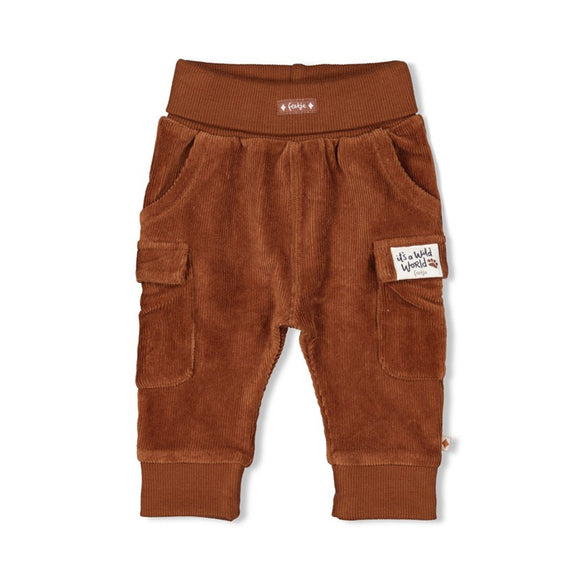 Feetje pantalon en velours côtelé brun Wild World 52202424