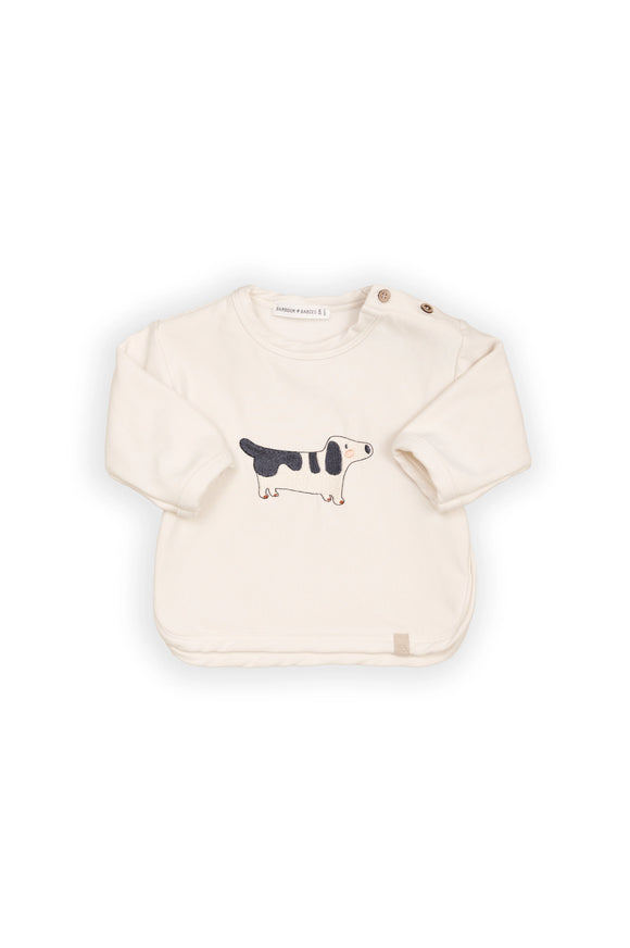 Bamboom sweat Teckel blanc chaud coton bio