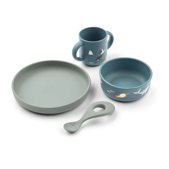 Liewood set repas en silicone Vivi sea/ocean LW15135