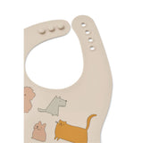 Liewood lot de 2 bavoirs en silicone ember cats and dogs/sandy LW20119-2503