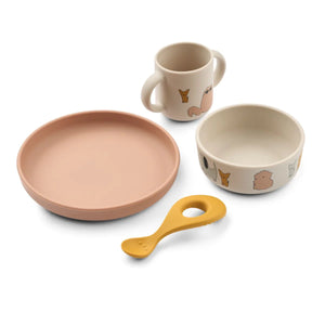 Liewood set repas en silicone Vivi cats and dogs sandy LW15135