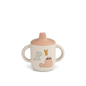Liewood tasse d'apprentissage en silicone Neil cats & dogs/sandy LW13060