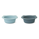 Liewood lot de 2 bols à ventouse Peony sea blue/whale blue LW15103