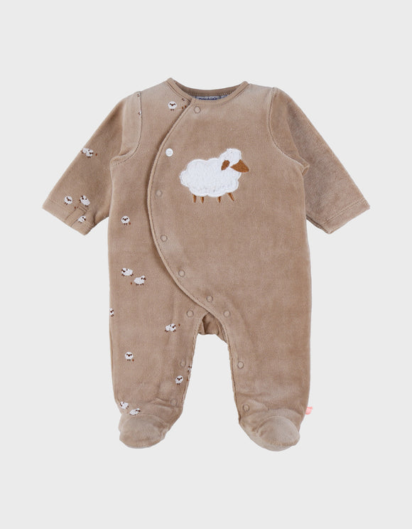 Noukie's pyjama bébé en velours marron avec broderie mouton Z2590132