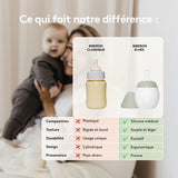 Elhée biberon 0m+ anti-colique 240ml Tartine et chocolat "Toile de Jouy" gris