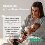 Elhée biberon 0m+ anti-colique 240ml Tartine et chocolat "Toile de Jouy" gris