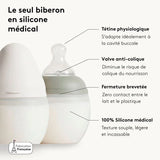 Elhée biberon 0m+ anti-colique 150ml Tartine & chocolat "Toile de Jouy" gris