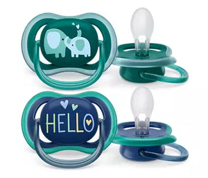 Avent Sucette +18M Ultra Air Elephant/Text duo bleu SCF349/19