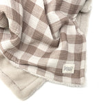 Babyshower couverture polaire large vichy caramel FBXLVCM