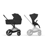Cybex NEW Priam Comfort châssis matt black, siège et nacelle pliable sepia black 526000011