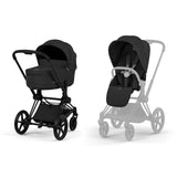 Cybex NEW Priam Comfort châssis matt black, siège et nacelle pliable sepia black 526000011
