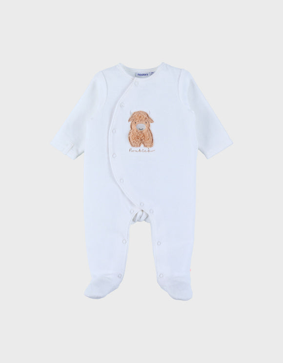 Noukie's Fluffy, Orso & Lily pyjama en velours blanc brodé Fluffy T2550131