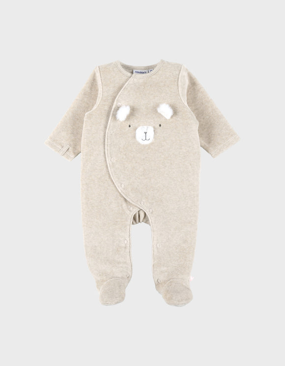 Noukie's Fluffy, Orso & Lily pyjama en velours beige brodé Orso T2550132
