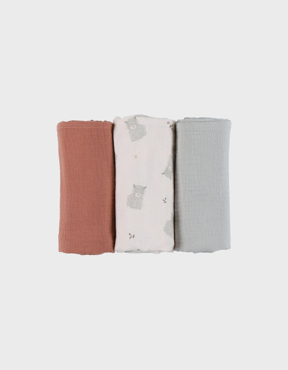 Noukie's Fluffy, Orso & Lily drap tétra en gaze de coton bio (lot de 3) BB2542.57
