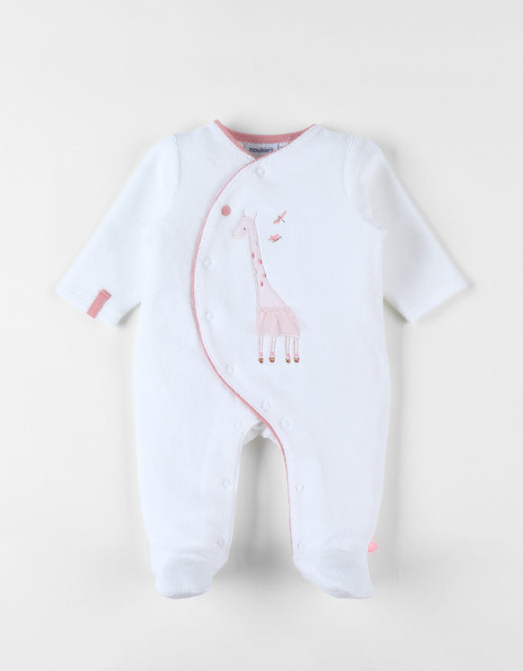 Noukie's Pyjama 1 pièce girafe en velours, écru/rose clair Z2435131