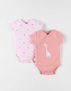 Noukie's Set de 2 bodies girafe et papillons en coton, blush/rose pâle Z2435181