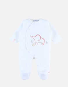 Noukie's Pyjama 1 pièce éléphant en velours, écru Z2385132