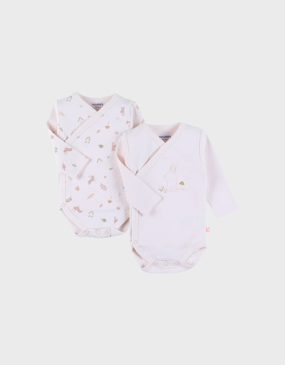 Noukie's body coton longues manches rose motif lapin (lot de 2) Z2585181