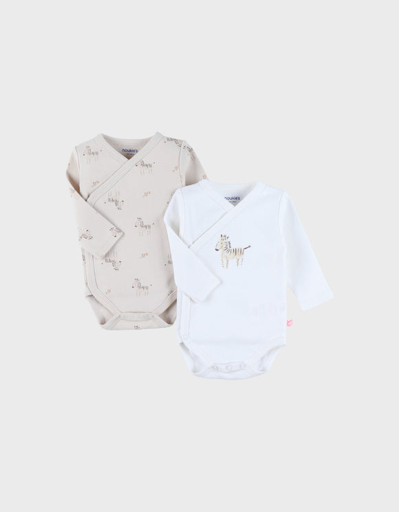 Noukie's lot de 2 bodies croisés en coton zebra Z2582181