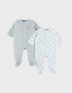 Noukie's pyjama bébé velours brodé lapin (lot de 2) Z2581371
