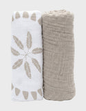 Noukie's draps tétra en gaze de coton 100x100cm plume de lune (lot de 2) BB2660.58