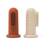 Mushie brosse à dents à doigts clay/shifting sand (lot de 2) 70.013.02