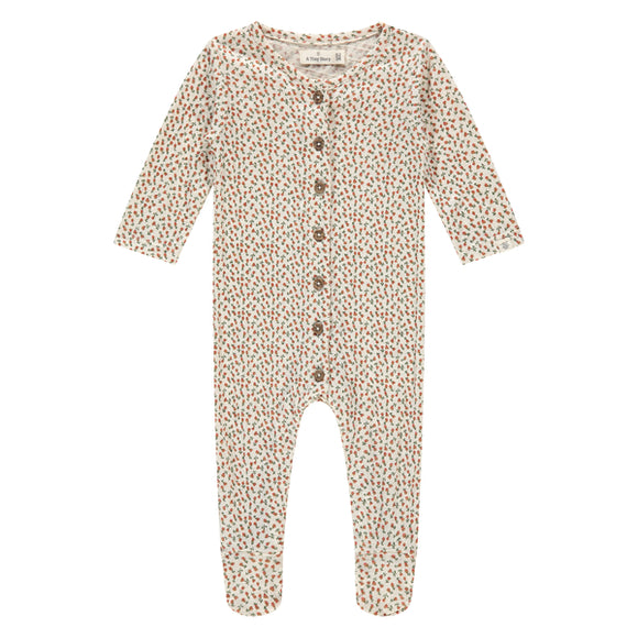 A Tiny Story pyjama manches longues avec pieds snow imprimé roses rouges TIN25429733