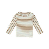 A Tiny Story t-shirt manches longues côtelé rayé ivory TIN26429634