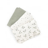 Babyshower set 3 draps tétra en gaze de coton 65x65cm olive bloom P3SWOBL