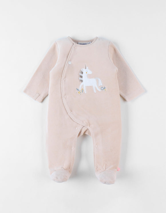 Noukie's Pyjama 1 pièce licorne en velours, beige Z2436131