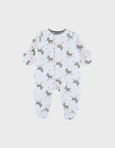 Noukie's pyjama bébé en velours à motif zebre blanc