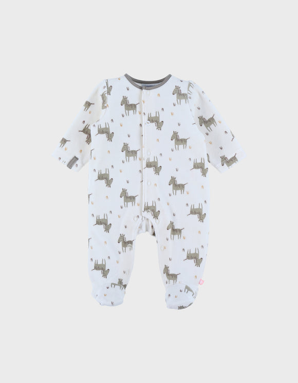 Noukie's pyjama bébé en velours à motif zebre blanc