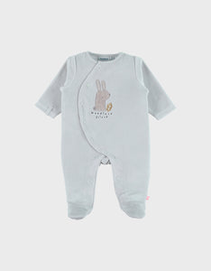 Noukie's pyjama bébé en velours aqua à broderie lapin Z2581131