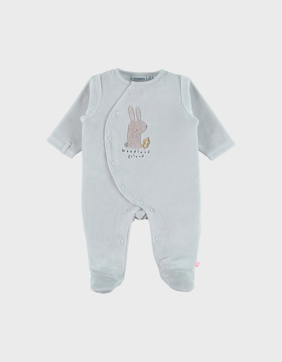 Noukie's pyjama bébé en velours aqua à broderie lapin Z2581131