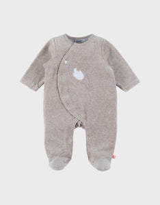 Noukie's pyjama bébé en velours beige avec broderie phoque Z2591132