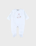 Noukie's Pyjama bébé en velours blanc avec broderie lapin Z2585133