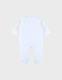 Noukie's Pyjama bébé en velours blanc avec broderie lapin Z2585133