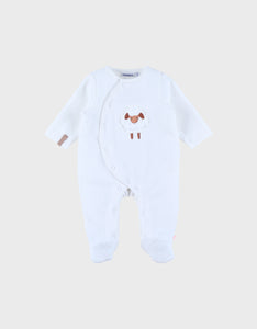 Noukie's Pyjama bébé en velours blanc avec broderie mouton Z2590131