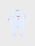 Noukie's Pyjama bébé en velours blanc avec broderie mouton Z2590131
