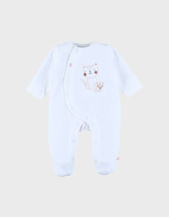 Noukie's Pyjama bébé en velours avec broderie chat Z2586133