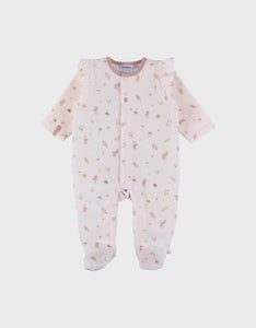 Noukie's pyjama bébé en velours rose pâle à volants Z2585131