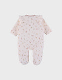 Noukie's pyjama bébé en velours rose pâle à volants Z2585131