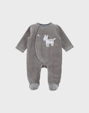 Noukie's Pyjama bébé en velours kaki avec broderie zèbre Z2582132