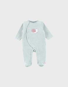 Noukie's pyjama bébé en velours vert avec broderie escargot Z2587133