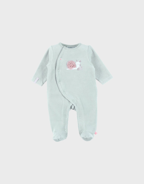 Noukie's pyjama bébé en velours vert avec broderie escargot Z2587133