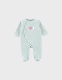 Noukie's pyjama bébé en velours vert avec broderie escargot Z2587133